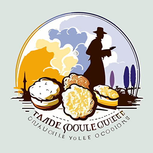 vector logo featuring sillhouette of baked goods, 5 colours, elegant, in the style of claude monet against a white background