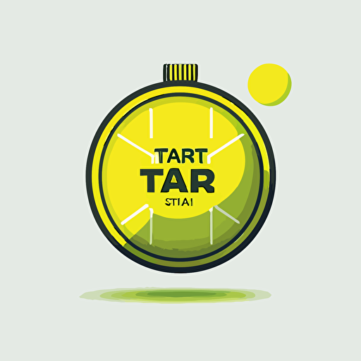 flat vector logo, award winning art, simple design tennis ball and stop watch with a completely white background