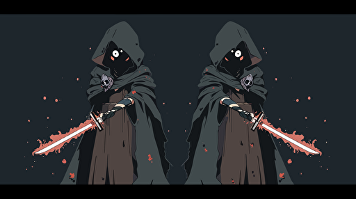 flat vector art, twin Jedi, dark colors, style of iwibitu