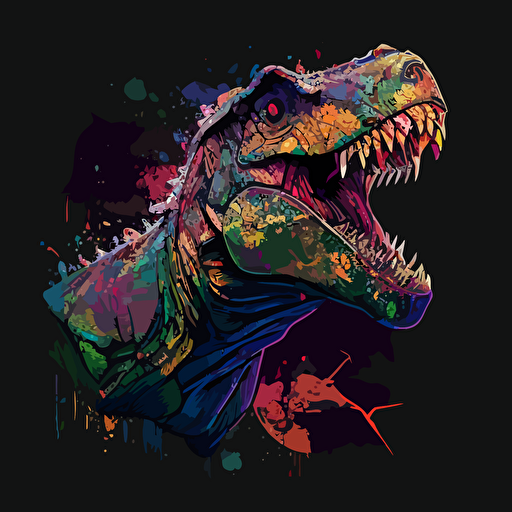 vector file style logo of a technicolor T-Rex