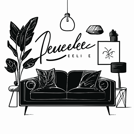 [modern, hand-drawn] iconic logo of [homedecor], black vector, white background