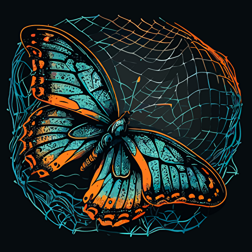 butterfly net for hunting butterflies vector adobe Illustrator style, limited 3 color