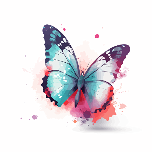 a butterfly, use pastel colors only, 2d clipart vector, minimalistic , hd, white background