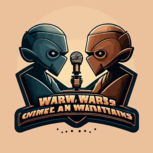 a simple logo for a tournament called Creator Wars where two microphones are clashing, vector no photorealism, no faces, no people