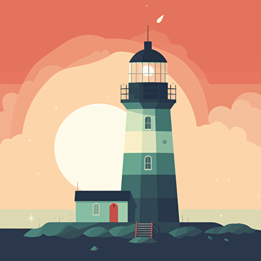 Lighthouse simple flat vector illustration, minimalist