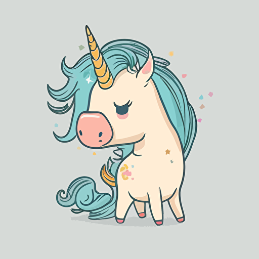 cute baby unicorn vector,comic style, white background