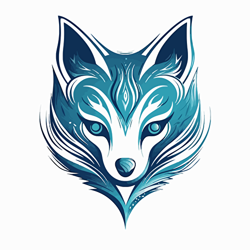 blue and white logo, vector fox, digital elements