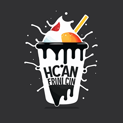 modern fun logo of ice melting and juice snow-cone in a cup black vector white background
