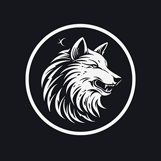 circle moon logo of a wolf head, vector, minimalistic