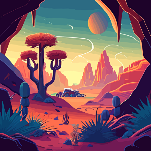 vector illustration of an alien landscape