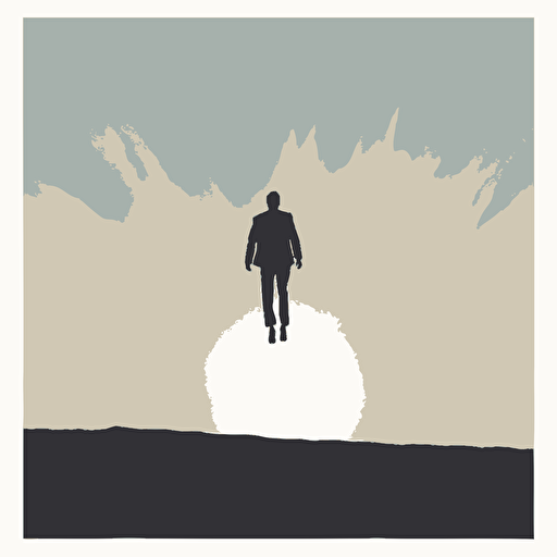 by Axel Vervoordt，vector illustration, minimalist illustrator, silhouette of a person Enthusiastic and attractive young mans，surrealism, Gravity-defying,Weightless