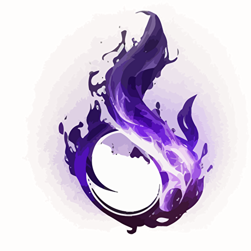 icon, logo, esport, infinity symbol, small electric flame, white background, single color, purple, vector, no shadows