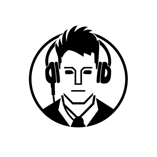 technical support icon, simple, black, white background, vector