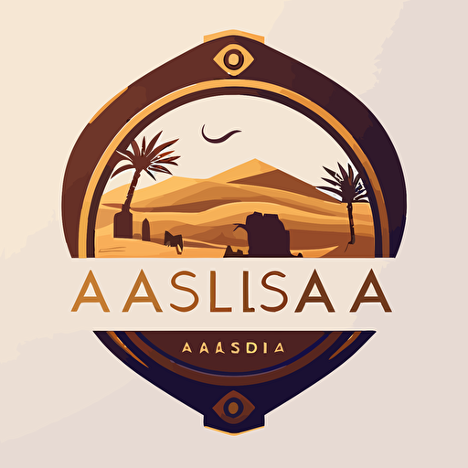 vector logo, with name “Arabia Archive”, clean, minimalist, emblem, oasis