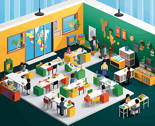 Fauvismus vector of a learning environment that looks like a lego world and inspires and motivates learners