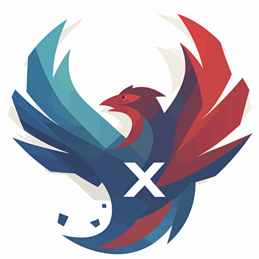 vector 2d logo sample fenix, white,red and blue, in background white
