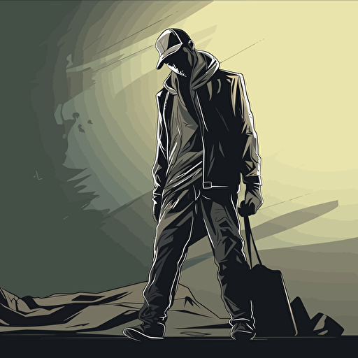 street gangsta standing over a dead body, vector art