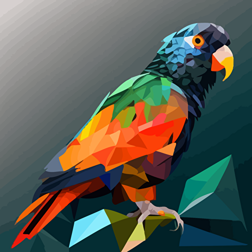A Stochastic Parrot, flat design, vector art, low poly style