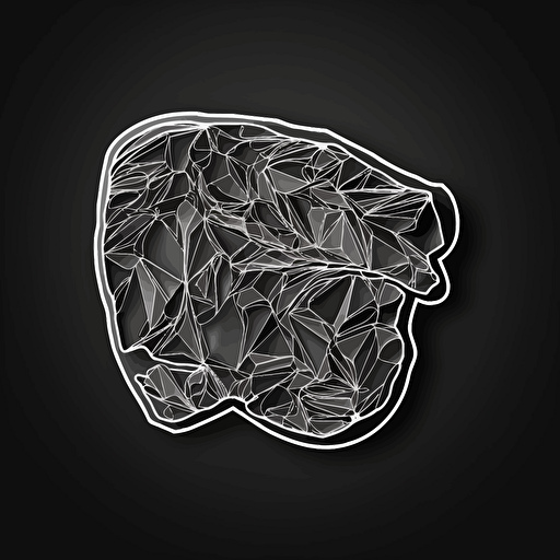 sticker, piece of gum, contour, vector, black background