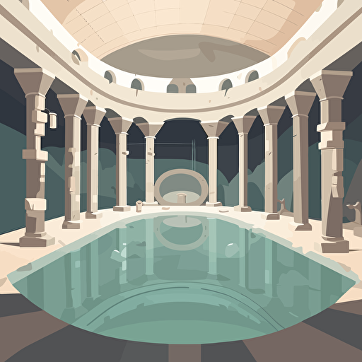indoor ancient roman thermae, vector look