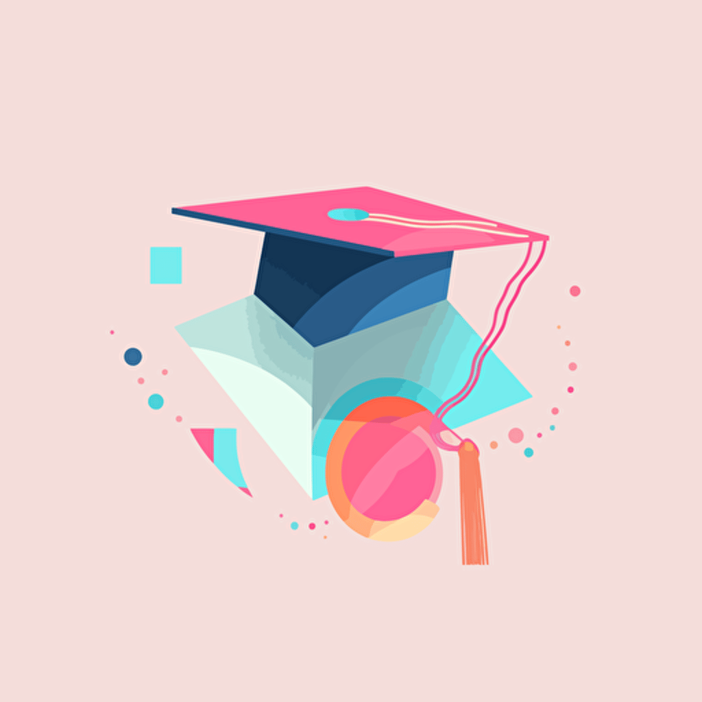 graduation cap, pastel, vector style, dribbble