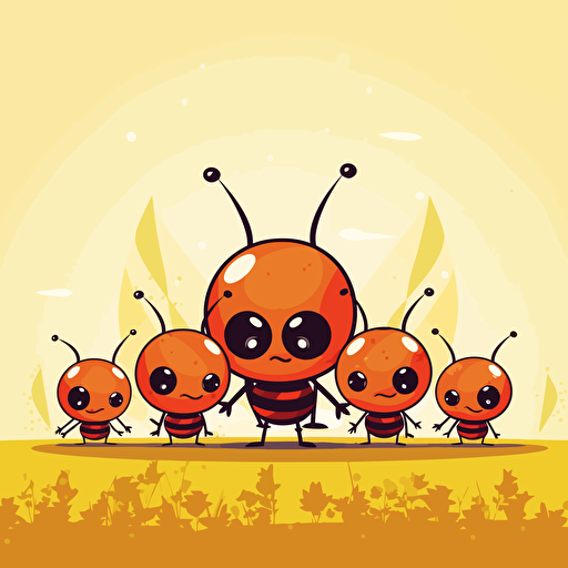 cute ants kawaii style, vector clipart