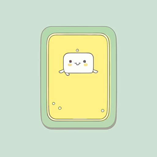 vector sticker design, cute kawaii simple rectangle border, logo style pastel yellow toning