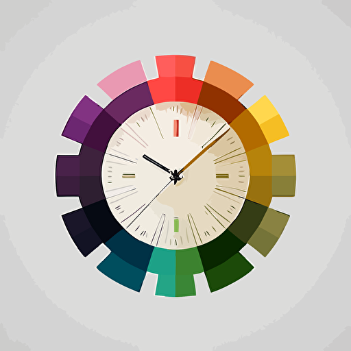 logo of a clock, showing the upper right of the clock only, minimalist, simple color pallete, illustrator vector