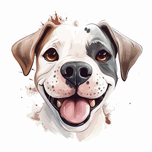 White background, color Pencil sketch by Leng Junm, head, big eyes, vector of a cute happy Boxer::2 dog::2, smile,
