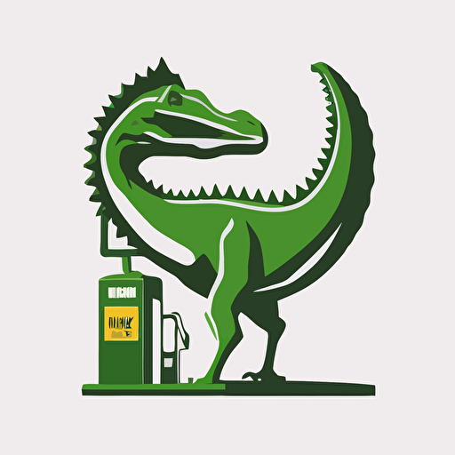 Generate a logo for a gas station using a dinosaur as the symbol. vector, simple, two-color with a white background.::