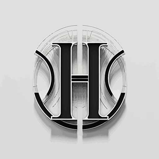 company name “H”, logo, signature font, vector, minimal art, Clean, aesthetic, black and white.