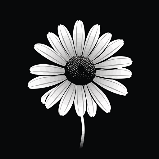 simple vector art, summer daisy, logo, black and white, minimalism