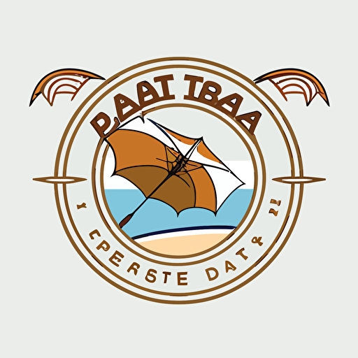 logo for beach bar company named " DREAM COAST " target audience engaged kite surfers 20s and 30s, white background, logo style, flat vector, simple, modern, outline