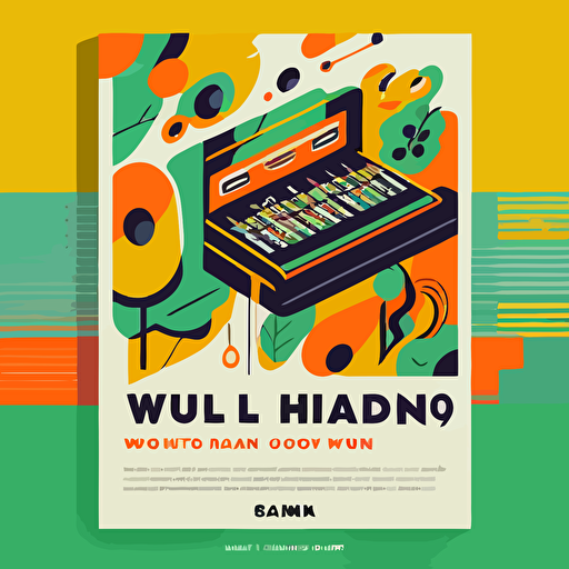 A poster about the music composition workshop. It needs to be in line with the style that young people like, and the colors are bright and eye-catching. The title of the poster is: RUAN RECORDS MAY WORKSHOP. Flat vector illustration, scale 3:4