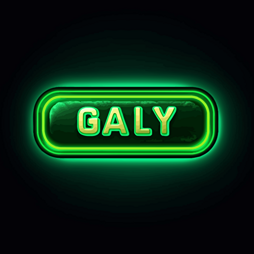 2d vector game button, with text "BUY" on it. Wide rectangle shape. Glowing green. Very stylized, high detail
