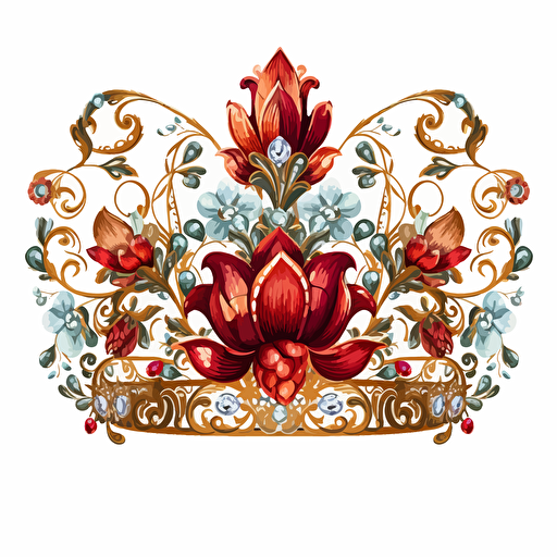 breathtaking crown, white background, waterhouse style, vector