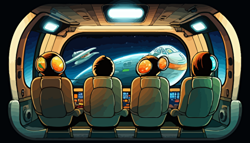 spaceship ,4 emoty seats,anime style,illustration,vector,