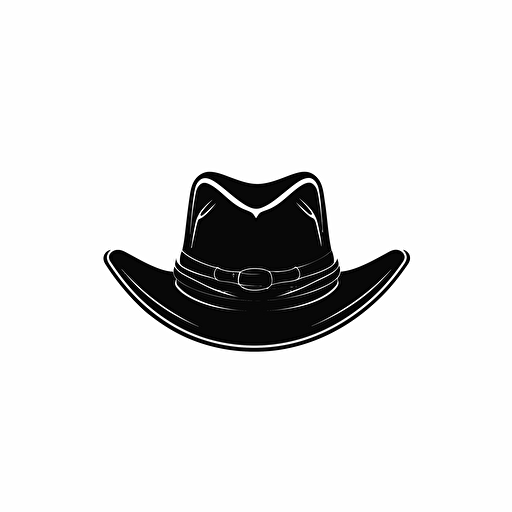 very simple cowboy hat vector drawing, black and white, minimalism, flat