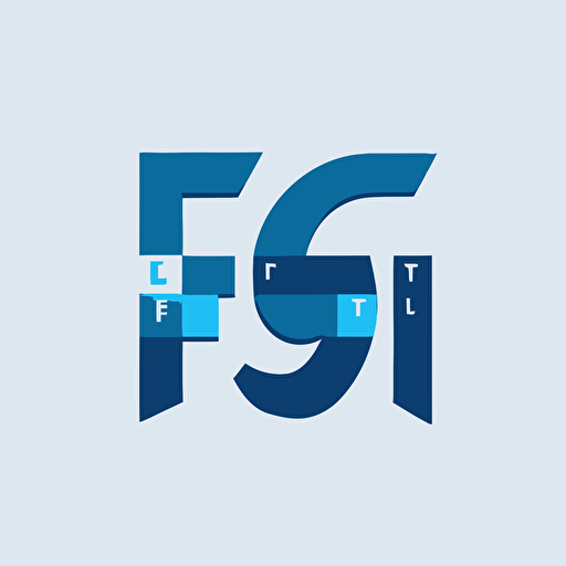 textual logo with the letter "f" monospaced programming font, flat, vector, color blue, white background