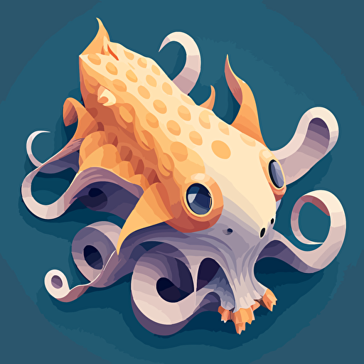 squid body with cat face isometric vector art