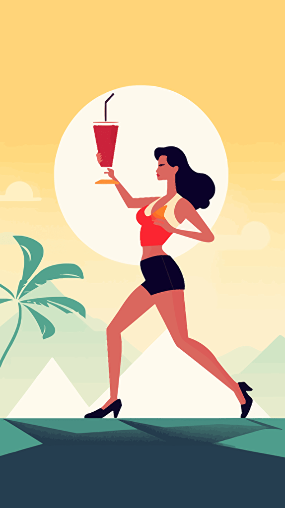 lady carrying dumbell and cocktail in clear backgroud illustration vector