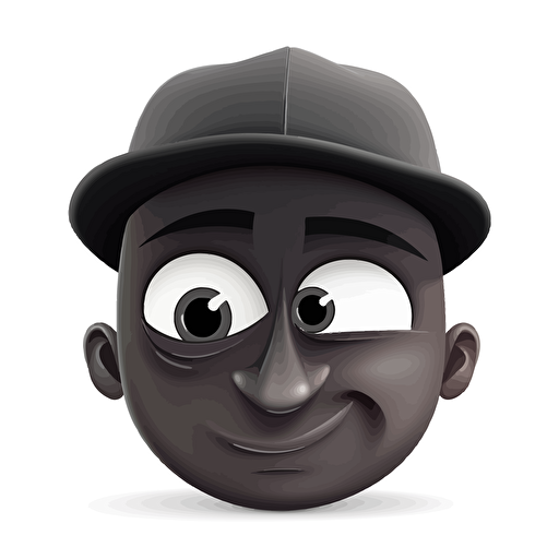 vector image of a black face with a sad teary eyes and an happy smiling mouth showing a sad happy emotion wearing a visor hat on white background