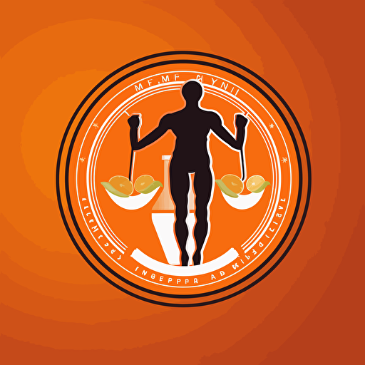 /vector logo, sports massage company, combined with the theme of a high-end Italian restaurant, orange on a solid orange background. on a drinks mat –no text