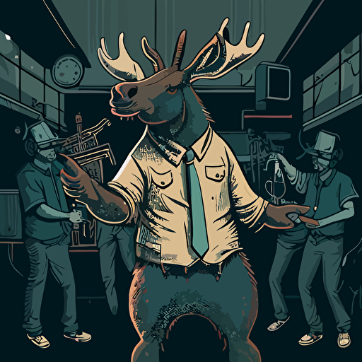 vector art moose fronting a funk band