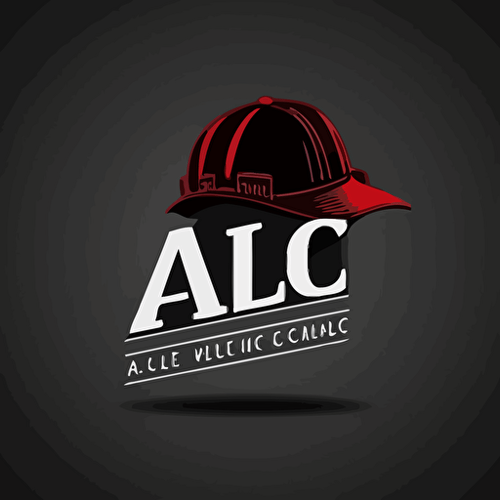 create a logo for a construction company called "ALC", needs to be a vector logo, needs to be neat and simple, no background, colors red black and white, for a hat design