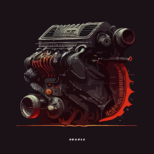 [Search Engine] "style", "corporate logo","minimalist","flat vector","simple","dark background", "2D", "style of Rob Janoff"],subject: "Car Engine mixed with Search technology"