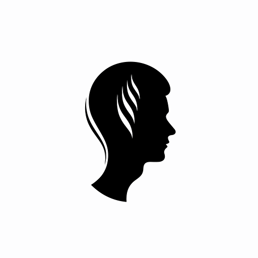 similar image about a human head, vector logo, minimalist and modern, black and white, 2D, flat