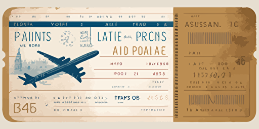 vector art of airline ticket to paris