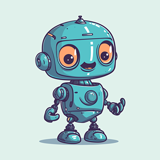 a mascot logo of a cute robot, simple, vector, no shading detail