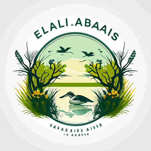clean, minimalist, bright, emblem of a everglades lanscape, vector file